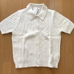 【新品】ユニクロ　リブポロカーディガン　半袖　Lサイズ
