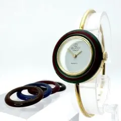 新品電池交換✨稼働 GUCCI チェンジベゼル 5色 シェリーライン クォーツ