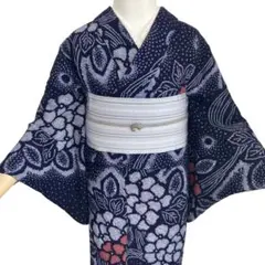 浴衣】極美品 綿絽 本染め 雪輪重ね - メルカリ