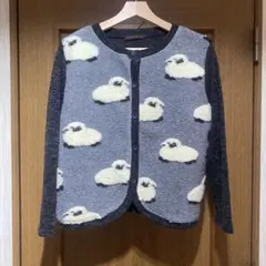 羊モチーフ ニットカーディガン 長袖