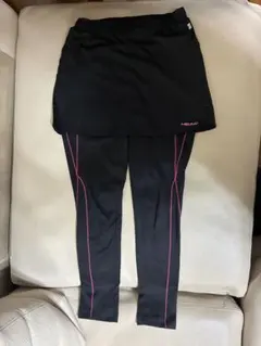 美品HEADスカート付きジャージパンツ　スパッツ　トレーニングパンツ　Mブラック
