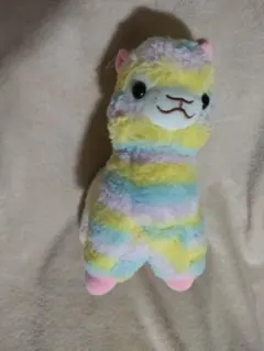 25cm位　アルパカ　ぬいぐるみ　レインボー　アルパカッソ　マスコット