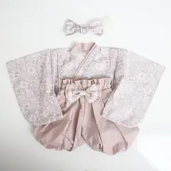 ベビー袴　女の子　ハンドメイド　80センチ　花柄　初節句　お食い初め　百日祝い