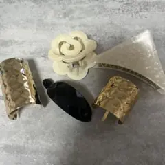 ヘアクリップセット 5個 ゴールド ホワイト ブラック