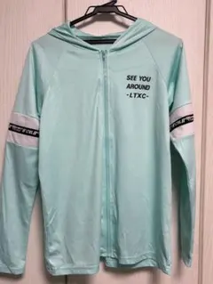 【170】ラッシュガード キッズ ミントグリーン 長袖 フード付き