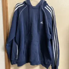 adidas ネイビー パーカー ストライプ