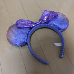 ミッキー型紫色スパンコールカチューシャ