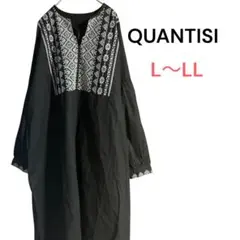 【クワンティシ】パフスリーブワンピース　エスニック　刺繍　ロング　大きいサイズ