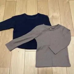 UNIQLO 西松屋 長袖カットソー 長袖 Tシャツ ネイビー ベージュ 2枚