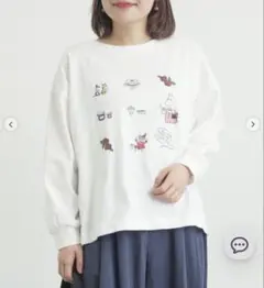 【MOOMIN×Samansa Mos2】リトルミイプリントロンT オフホワイトのサムネイル