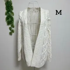 ♤マイストラーダ・M 長袖ケーブルニットホワイト カーディガンのサムネイル