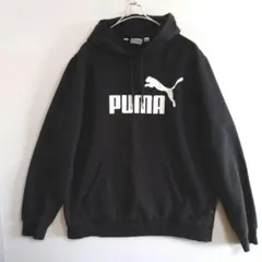 ★A198　PUMA　ふっくらスウェットパーカ　L　黒　US古着