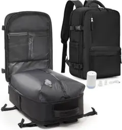 未使用 sikazan 60L 真空圧縮リュックサック ブラック 電動ポンプ付