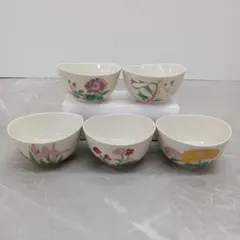 ♢N362 橘吉 たち吉 彩り小鉢 小鉢 絵変わり 花 5点セット 陶器 食器
