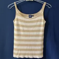 GAP キャミソール　タンクトップ　ゴールド　ラメ　ボーダー　訳あり特価　ニットのサムネイル
