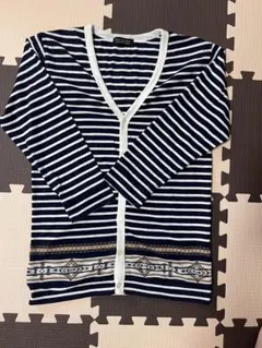 nano universe ストライプカーディガン ネイビー/ホワイト