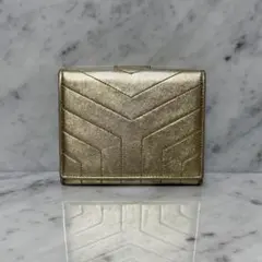 Yves saint Laurent イヴサンローラン 二つ折り財布 金 本革