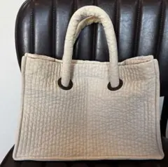 piyo様専用　ヌビ　ループハンドル　スクエアバッグ　サンドベージュ×チョコ