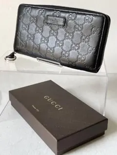 GUCCI グッチ 長財布 財布 ラウンドジップ インターロッキン ブラック