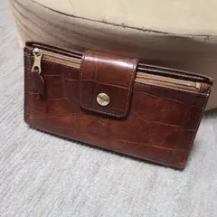 イルビゾンテ　IL BISONTE　長財布　クロコ型押し　ダークブラウン