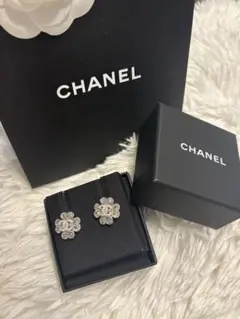 シャネル CHANEL ピアスココマークハートフラワーラインストーンシルバー