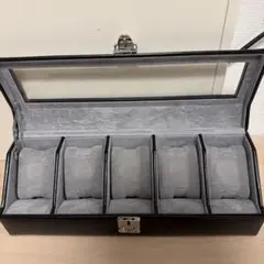 ブラック フェイクレザー ケース 5コンパートメント