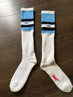 【中古】アシックス　ハイソックス　水色/紺ライン(26～28cm)