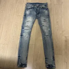 mnml スキニーデニム ダメージ加工 ブルー 30インチのサムネイル