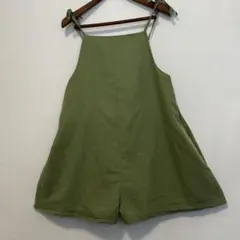 COSリネン混 サロペット ショート丈 カーキのサムネイル