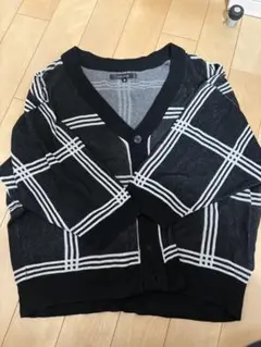 チェック柄カーディガン【Black×White】