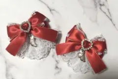 量産型 天使 ヘアクリップ 姫 リボン♡ハートレッド♡