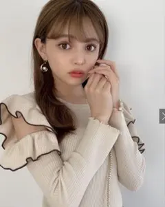 GRL 配色フリルオープンショルダーニットトップス（dr342）