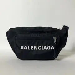 【美品】BALENCIAGA ウェーブロゴ ボディバッグ ブラック　ホワイト バレンシアガ BALENCIAGA BALENCIAGA ボディバッグ 529550 1VG87