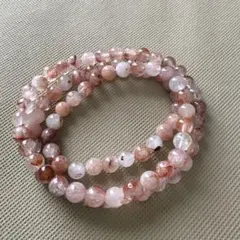 最終値下げ天然石ライモライト３連ブレスレット兼用ネックレス 6.5ミリ、新品