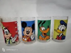 ミッキー・グーフィー・プルート・ドナルド ダック ガラスコップ 4個セット