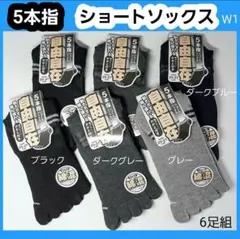 W1 5本指ソックス メンズソックス 綿混 かかと付 とび職 水虫防止 防菌防湿