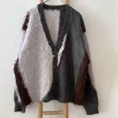 しまむら　ニュアンス柄　シャギーカーディガン　旬感モテニット