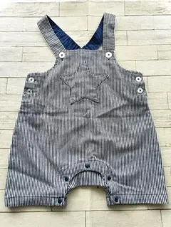 petit main ストライプロンパース 80
