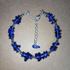 ハンドメイドブレスレット　青　シルバー(他の商品と同封で100円)