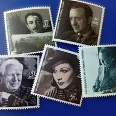 9664 外国切手 イギリス 1985年 映画界の著名人 チャップリン等 5V