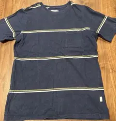 Saturdays サタデイズ　 ネイビー ストライプ Tシャツ 左胸ポケット