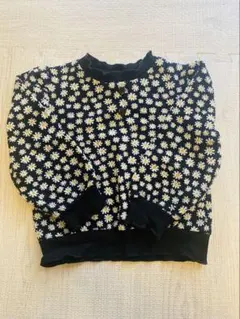 花柄 ニット 黒 フリル付き ハート 100㎝