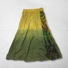 Vintage ロングスカート フレア アフリカン柄 ナチュラル リゾート