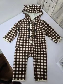 babyGap ベビー服 ロンパース カバーオール くま耳 チェック