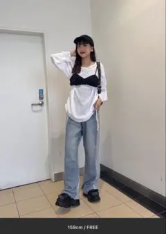 スウェットコンビデニムパンツ