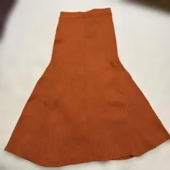 オレンジ リブ編み ロングスカート サイズ2