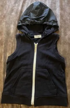 フード付きジップアップベスト ネイビー