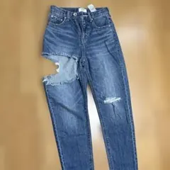 GYDA ダメージ加工 ブルーデニムパンツ