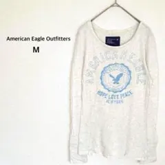 アメリカンイーグル◉ロンT M ライトグレー 00s アーカイブ 古着 Tシャツ