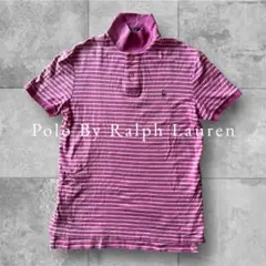 【Polo By Ralph Lauren】ポロシャツボーダー半袖ロゴピンクSM